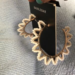 NWT BaubleBar White Beaded Hoops